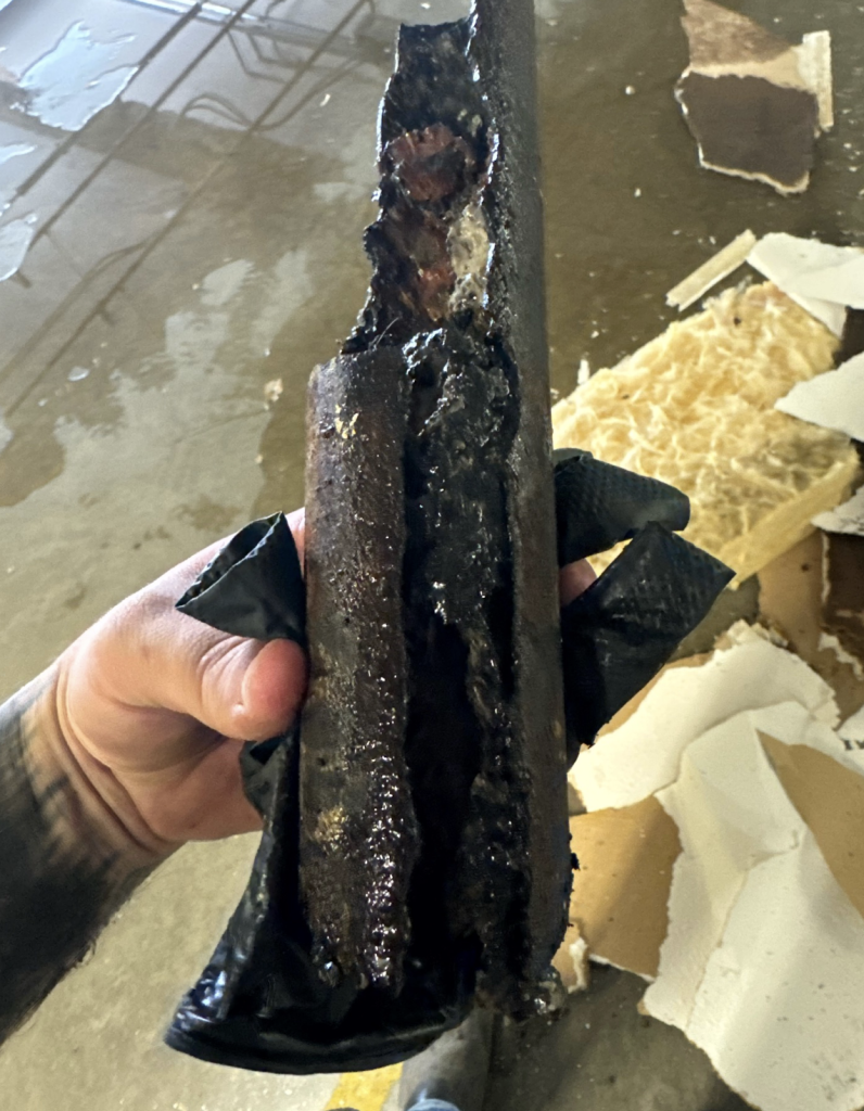 Old grease damage in pipes and plumbing